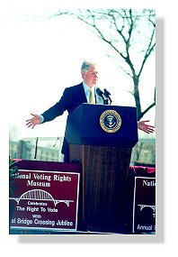 President Clinton at Bridge Crossing (photo by Sandy Jones)