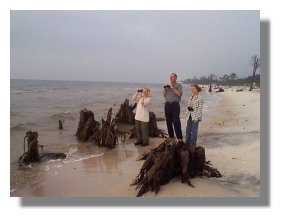 Dr. Wilson, Amber Bailey & Kelly Shipman on eroded Dauphin Island beach