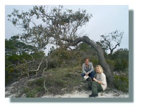 Amber Bailey & Kelly Shipman admiring a live oak on the upper dunes at Dauphin Island