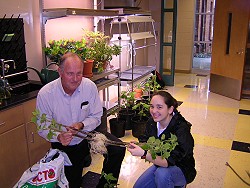 Professor Wilson and Author Odom inspecting plant roots